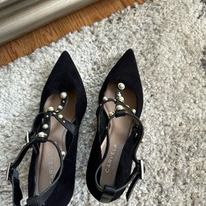 Black Women's Shoes with Pearl Detailing